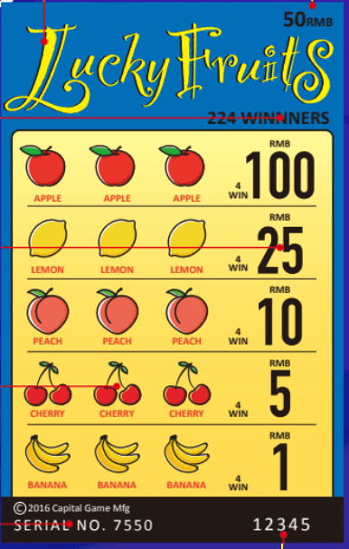 Lucky Fruits pull-tab ticket